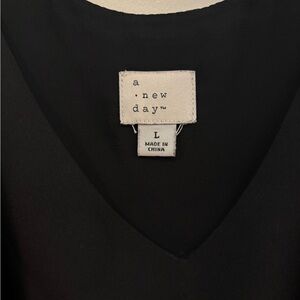 A New Day Classic Black V-Neck Blouse